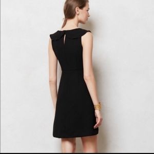 Anthro Leifsdottir Black Ruffle Tie v neck Dress